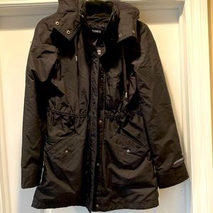 Abercrombie & Fitch women’s sz S jacket black zip anorak non detatchable hood